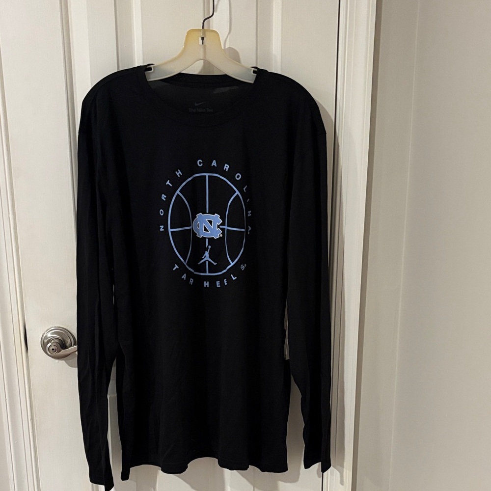 UNC Nike Black Long Sleeve Shirt with Blue Graphic